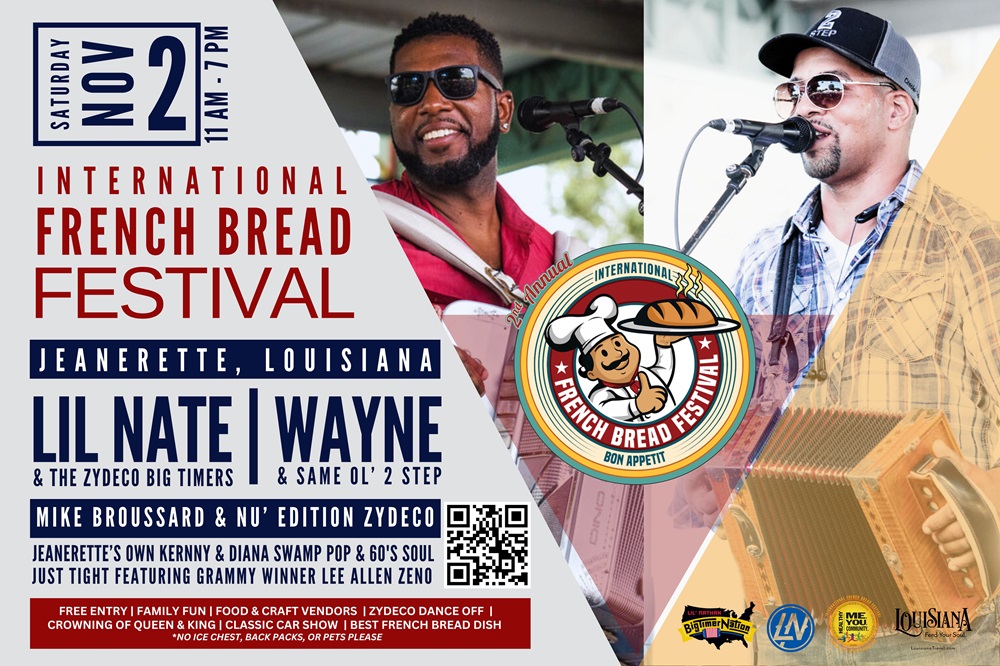 International French Bread Festival flyer featuring performing artists