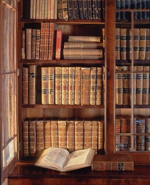 Library at Shadows on the Teche plantation home in New Iberia Louisiana