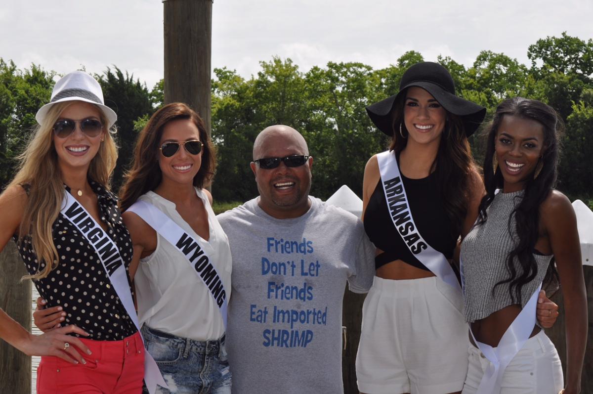 Delcambre Shrimper with Miss USA contestants