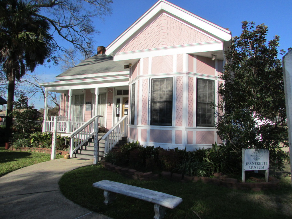 Jeanerette Museum facade - pink building with white trim